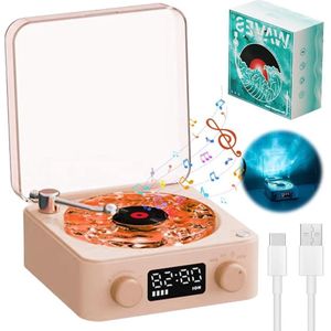 Vinylspeler met oplichtend design en Bluetooth - 2024 model met Aqua Bluetooth-luidspreker - Thuis audio platenspeler (roze)