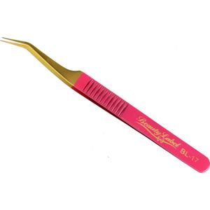 Beauty Label Pincet- Lash Tweezer- Curved Tweezer - BL-17 - Roze/Goud