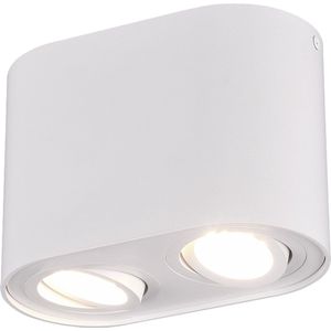 LED Plafondlamp - Plafondverlichting - Torna Cosmin - GU10 Fitting - 2-lichts - Rechthoek - Mat Wit - Aluminium