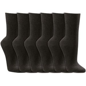 Katoenen sokken | Boord zonder elastiek | Kleur: Zwart | Maat: Diverse maten | 6 paar