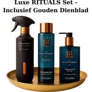 Rituals - Geschenkset - Hammam - Huisparfum 400 ml + Bath Form 500 ml + Hand Wash 300 ml + Gouden Dienblad - Cadeau Set - Rituals Producten - Handzeep 300 ml - Home Perfume 400 ml
