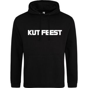 KUT FEEST Hoodie | Sweater | Capuchon | Trui | Hooded | Print | Zwart | Maat XL