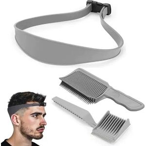 Siliconen knipsjabloon, nekscheergids, verstelbare haarband, geschikt voor doe-het-zelf thuisknippen (grijs) Driedelige set