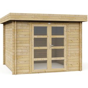 Interflex modern tuinhuis - blokhut - geimpregneerd hout - inclusief dakbedekking - 300 x 300 cm - 330M