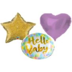 Boeket Folieballonnen - Hello Baby - 3 stuks
