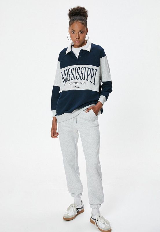 Koton - Sweatshirt - Navy - Donkerblauw - Grijs