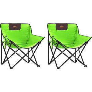 vidaXL - Campingstoelen - 2 - st - met - vakje - inklapbaar - groen