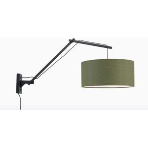 GOOD&MOJO Wandlamp Andes - Bamboe Zwart/Groen - 95x47x55cm - Binnen Scandinavisch,Bohemian