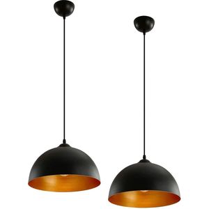 Trend24 - Hanglampen - Hanglampen eetkamer - Plafondlampen - Plafondlampen woonkamer - Set van 2 stuks - Zwart