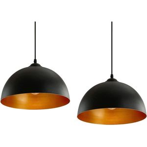 Trend24 - Hanglampen - Hanglampen eetkamer - Plafondlampen - Plafondlampen woonkamer - Set van 2 stuks - Zwart