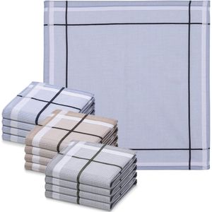 Ibenzoa® Set van 12 herbruikbare katoenen zakdoeken voor heren in diverse kleuren en stijlen