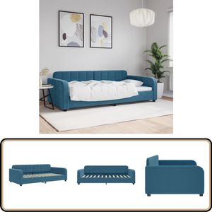 vidaXL Slaapbank - 100x200 cm - Fluweel - Blauw Slaapbank - Tweepersoonsbed - Daybed - Lounge Sofa - Multifunctioneel Meubilair