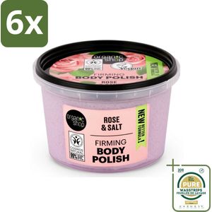 Organic Shop - Body Scrub Rose - Hydraterend en Verzorgend - 250 ml - Voordeelverpakking - 6 stuks - Organische Amandelolie - Biologische Ingrediënten