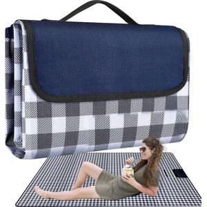 Picknickdeken, 150 x 200 cm, campingdeken met waterdichte onderkant, warmte-isolerend, waterdicht, stranddeken, wasbaar, met draaggreep, outdoor, opvouwbare picknickmat voor camping, reizen