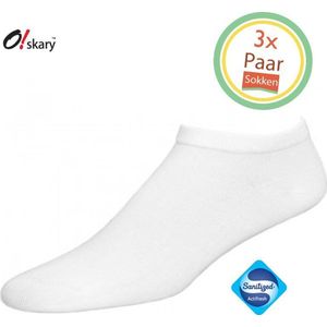 Sokken heren | 3 Paar lage Herensokken wit | Sneakersokken naadloze sokken | Anti-bacterieel door Zwitserse Sanitized® | Maat 43-46
