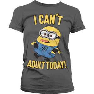 Minions Dames Tshirt -S- I Can't Adult Today Grijs