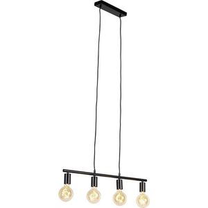 QAZQA sydney - Moderne Hanglamp - 4 lichts - L 67 cm - Zwart - Woonkamer | Slaapkamer | Keuken