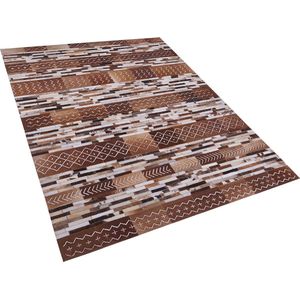 HEREKLI - Patchwork vloerkleed - Bruin - 140 x 200 cm - Koeienhuid