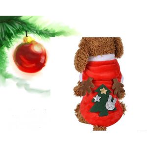 Hetty's Kerst Hoodie en Gewei Hond - Dierenkleding - Rood/Groen - 34 cm