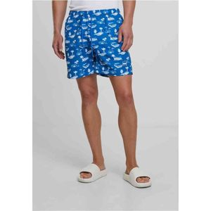 Urban Classics - Pattern Zwemshorts - S - Blauw/Wit