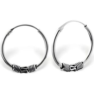 Aramat Jewels Oorringen - Zilveren Bali Hoops 16mm – Unisex Favoriet - Zilver - Vrouwen - Volwassenen - [16mm]