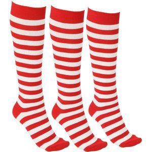 LIEVE SOKKEN kniekousen voor dames – Maat 37-41 – Katoen – Rood & wit – Set van 3 – Zacht, elastisch, ademend en duurzaam