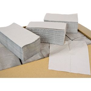 10.000 vellen Papieren handdoekjes 1-laags Grijs 25 x 23 cm, Z vouw papieren handdoekjes, handdoekjes papier