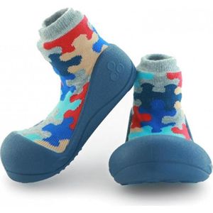Attipas Puzzle blauw babyschoenen, ergonomische Baby slippers, slofjes maat 19 , 3-6 maanden