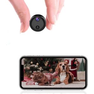 1080p HD Mini camera met app voor binnen - WLAN bewakingscamera met accu, compact en klein - met bewegingsmelder en nachtzicht voor huisdieren, baby's en ouderen