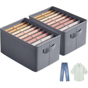 Kledingkastorganizer, opbergsysteem kledingkast 9 roosters, 2 stuks kastorganizer, kledingopbergbox met PP-scheidingswanden, voor overhemden, truien, leggings, jeans, T-shirt (44 x 30 x 20 cm)