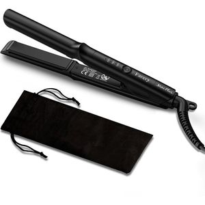 Farery Mini Haardroger voor korte haren, compacte en kleine keramische platen met turmalien, mini platen voor reizen met etui, automatisch uitschakelen, dubbele spanning met verstelbare temperatuur