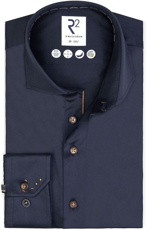 R2 - Overhemd - Donkerblauw - Fine Twill - Heren - Formeel