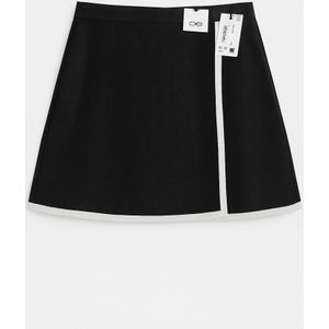 Zwarte A-lijn minirok met witte bies Maat 42