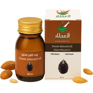 RNCosmetics – Zoete Amandelolie (30 ml) – Eetbaar - Eetbare olie - Amandel olie - 100% Pure & Koudgeperste Natuurlijke Olie – Puur - Hydraterend & Verzachtend voor Huid, Haar & Massage – Voedend, Hypoallergeen & Geschikt voor Gevoelige Huid
