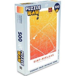 Puzzel Stadskaart - België - Sint-Niklaas - Oranje - Legpuzzel - Puzzel 500 stukjes - Plattegrond