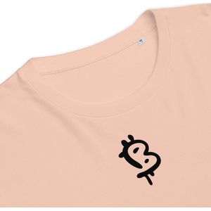 Bitcoin T-shirt - Painted Style Bitcoin Symbool - Unisex - 100% Biologisch Katoen - Roze - Maat S | Bitcoin cadeau| Bitcoin T-shirt| Bitcoin Shirt| Bitcoin Merch| Bitcoin Merchandise| Bitcoin Kleding| Crypto T-shirt