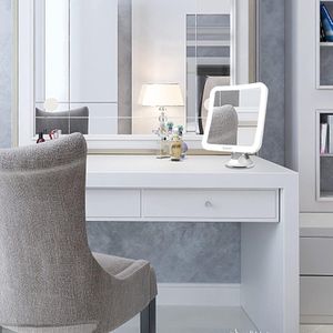 Make-up Spiegel LED Verlicht met 7X Vergroting en Sterke Zuignap, 360° Draaibare, Make-up Spiegel Vierkant met Verblindingsvrije Verlichting voor Thuis en Onderweg