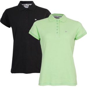 2-Pack Donnay Polo Pique Lisa - Poloshirt - Dames - Maat XL - Black/Lemon green (622)