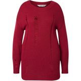 Angel of Style - Dames - Trui loose fit destroyed look - Fluweelrood - Maat 42+