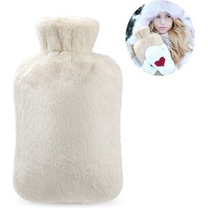 Kruik - 2 liter - Kruik met Nordic Fur hoes - Warmwaterkruik - Kruik Met Hoes - Warm Waterkruik - Fluffy Hoes - Pluche Kruik - Cadeau geschikt voor haar, vrouw, vriendin - Sand Beige