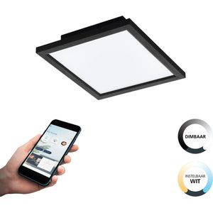 EGLO connect.z Salobrena-Z Smart Plafondlamp - 30 cm - Zwart/Wit - Instelbaar wit licht - Dimbaar - Zigbee