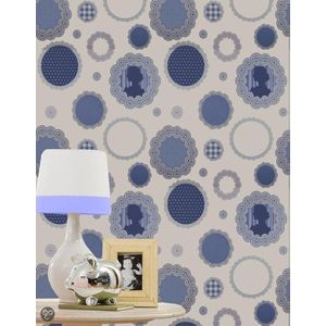 Dutch Wallcoverings Papierbehang - Kinderbehang - Portret - Blauw/Wit