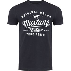 Mustang Heren T-Shirt regular fit Zwart XL Ronde Hals Volwassenen Opdruk Print Shirts