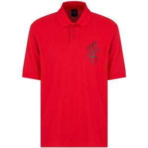 Katoenen Piqué Polo - Rood - Korte Mouwen - Gouden Opdruk