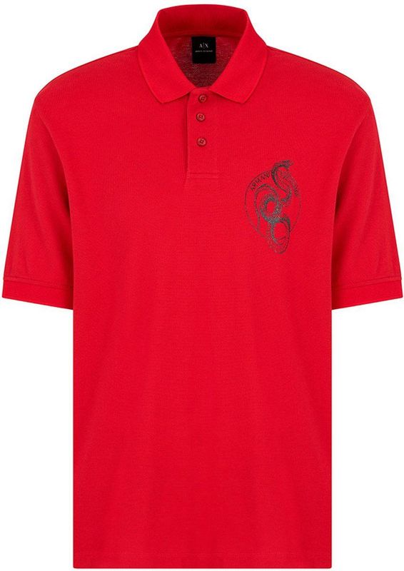 Katoenen Piqué Polo - Rood - Korte Mouwen - Gouden Opdruk