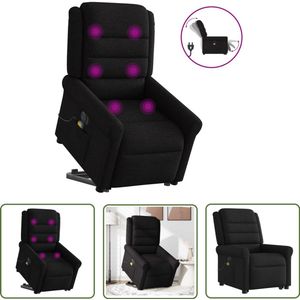 vidaXL Elektrische Stoel - Sta Op Massagestoel - Sta-op-massagestoel elektrisch verstelbaar stof zwart - Massagerstoel - Ergonomische Stoel - Comfortstoeltje