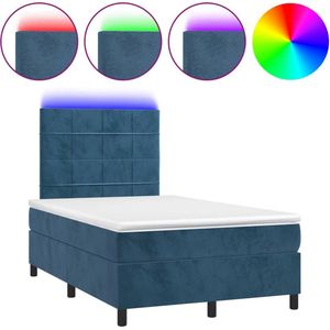 vidaXL-Boxspring-met-matras-en-LED-fluweel-donkerblauw-120x190-cm