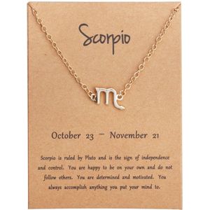 Bixorp Stars Sterrenbeeld Enkelbandje Schorpioen (Scorpio) Hanger Goudkleurig - Zodiac Sieraad - Inclusief Nederlandstalige Informatie over het Sterrenbeeld - Cadeau voor Meisjes, Jongens & Volwassenen