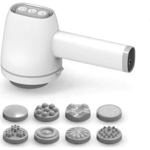 Cellulite Massage Apparaat – Anti Cellulitis Apparaat met Infrarood – Lymfedrainage en Bindweefselmassage – Inclusief 8 Massagekoppen - inclusief kurken massagebal – Draadloos, Oplaadbaar en Instelbare Intensiteit – Bevordert Bloedcirculatie