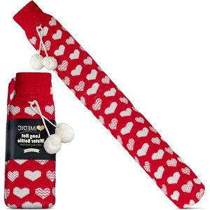 Extra lange warmwaterkruik superzacht fleece nekwarmwaterkruik schouder kunstbont rood